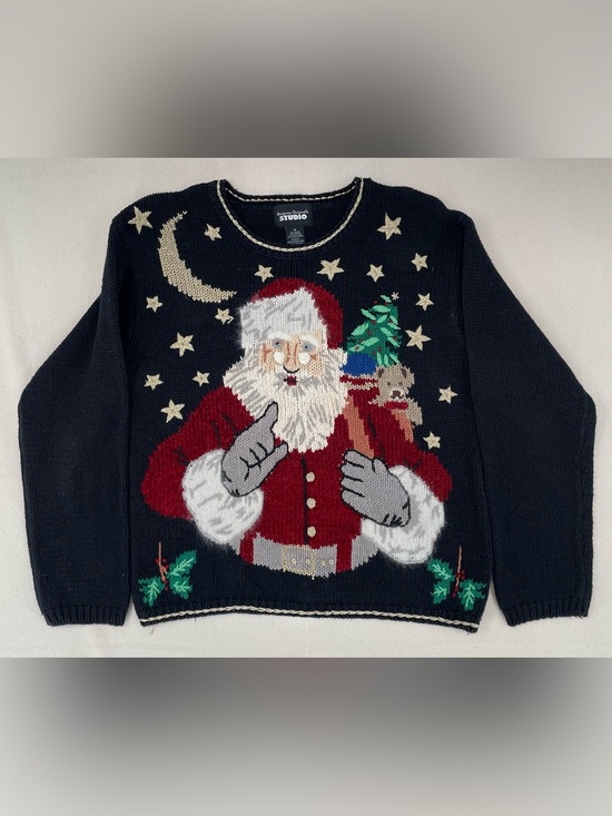 Studio Sweaters - STUDIO VINTAGE BLACK UGLY CHRISTMAS SWEATER